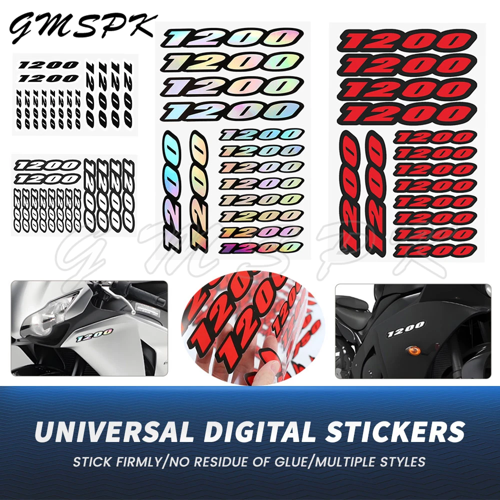 Fit for R1200GS R1200RT Ducati MONSTER Suzuki GSF Bandit Kawasaki Honda Number 1200 Fairing Rear Cowl Decals Tank Side Stickers