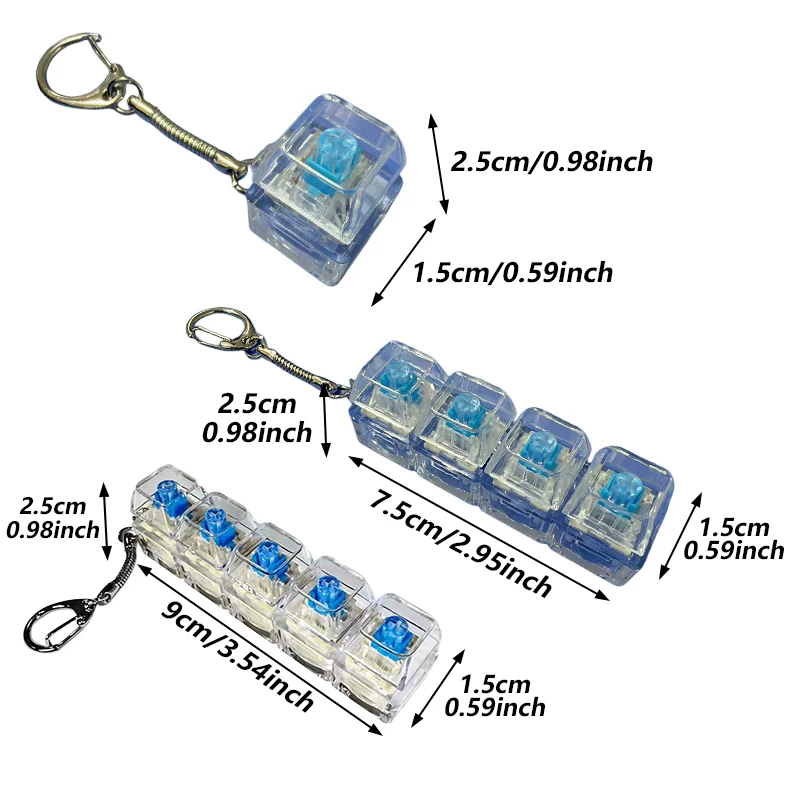 1/3/5 Keys Mechanical Keyboard Axis Tester Keychain Stress Relief Clicker Keyboard for Relax Decompression Tools Pendant Gifts