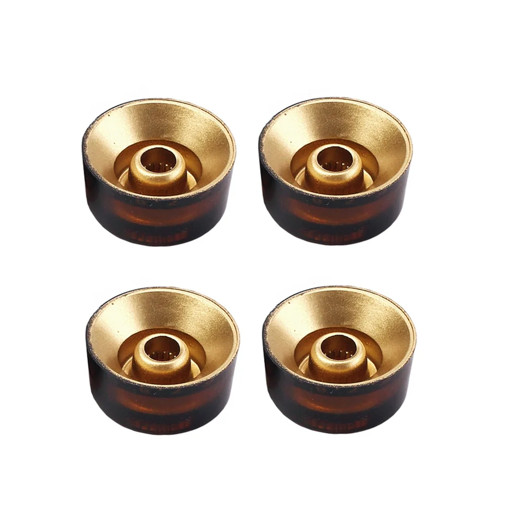 

4Pcs Tea Color Guitar Volume Tone Knobs Durable Plastic Material Exquisite Workmanship Easy to Install for Electric Guitars