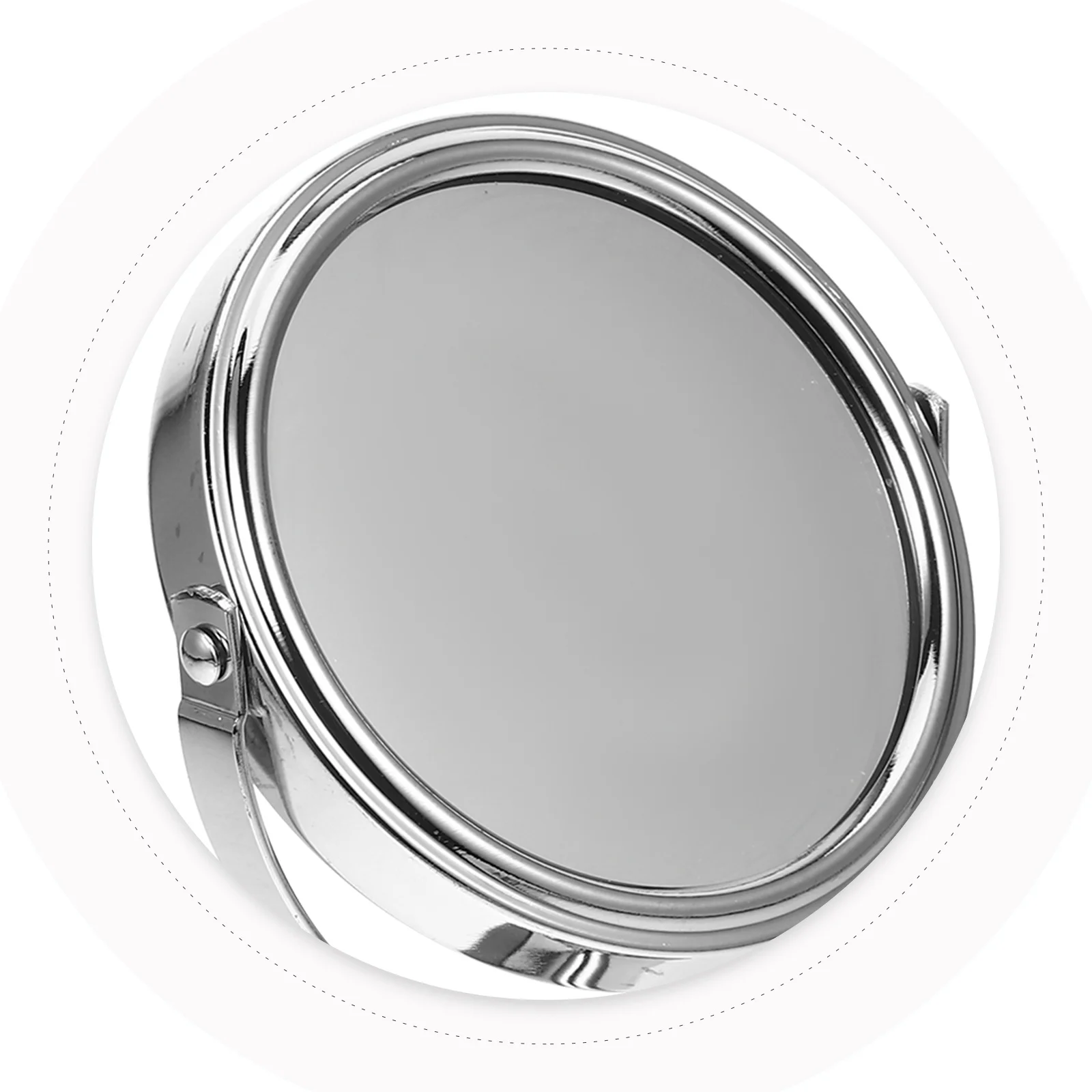 مرآة مكياج مستديرة على الوجهين لسطح المكتب مكبرة بزاوية 360 درجة وقاعدة ثابتة للحمام المنزلي