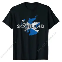 Scottish Map And Flag Souvenir - Distressed Scotland T-Shirt Faddish Casual T Shirts Cotton Tops & Tees For Men Normal