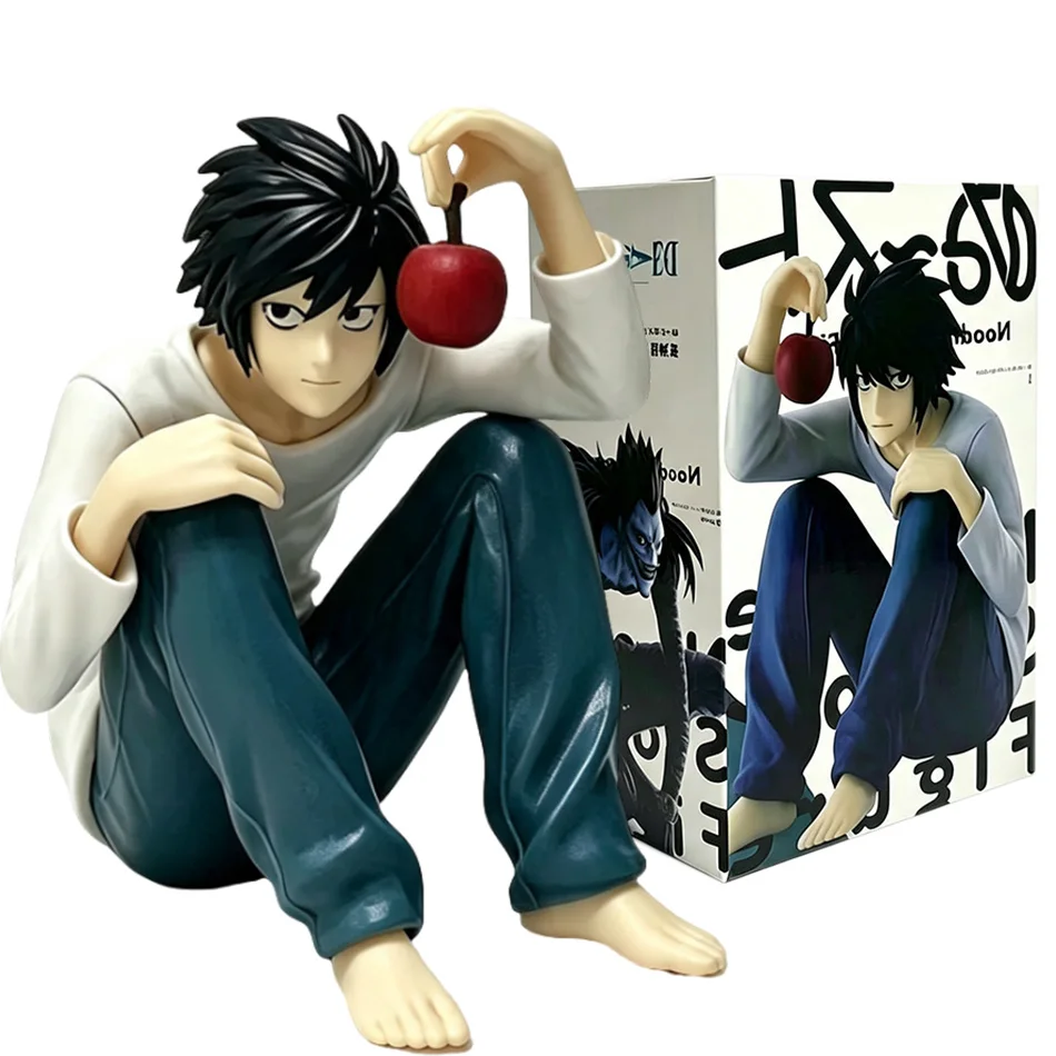 Anime Death Noted L Lawliet Figure Sitting Pose Figure With Apple PVC Collectible Model Toy With Color Box Desk Decor Gift Hot