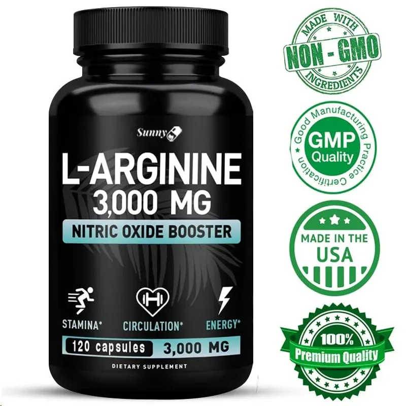 L-arginine Capsules 3000mg - Nitric Oxide Boosters - For Supporting Muscle Growth, Vascular Function And Energy