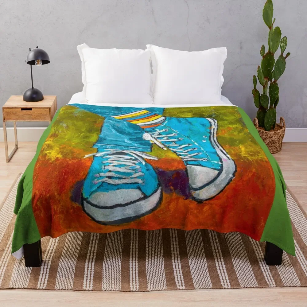 

Colorful socks. Blue sneakers Throw Blanket Soft warm for winter Blankets