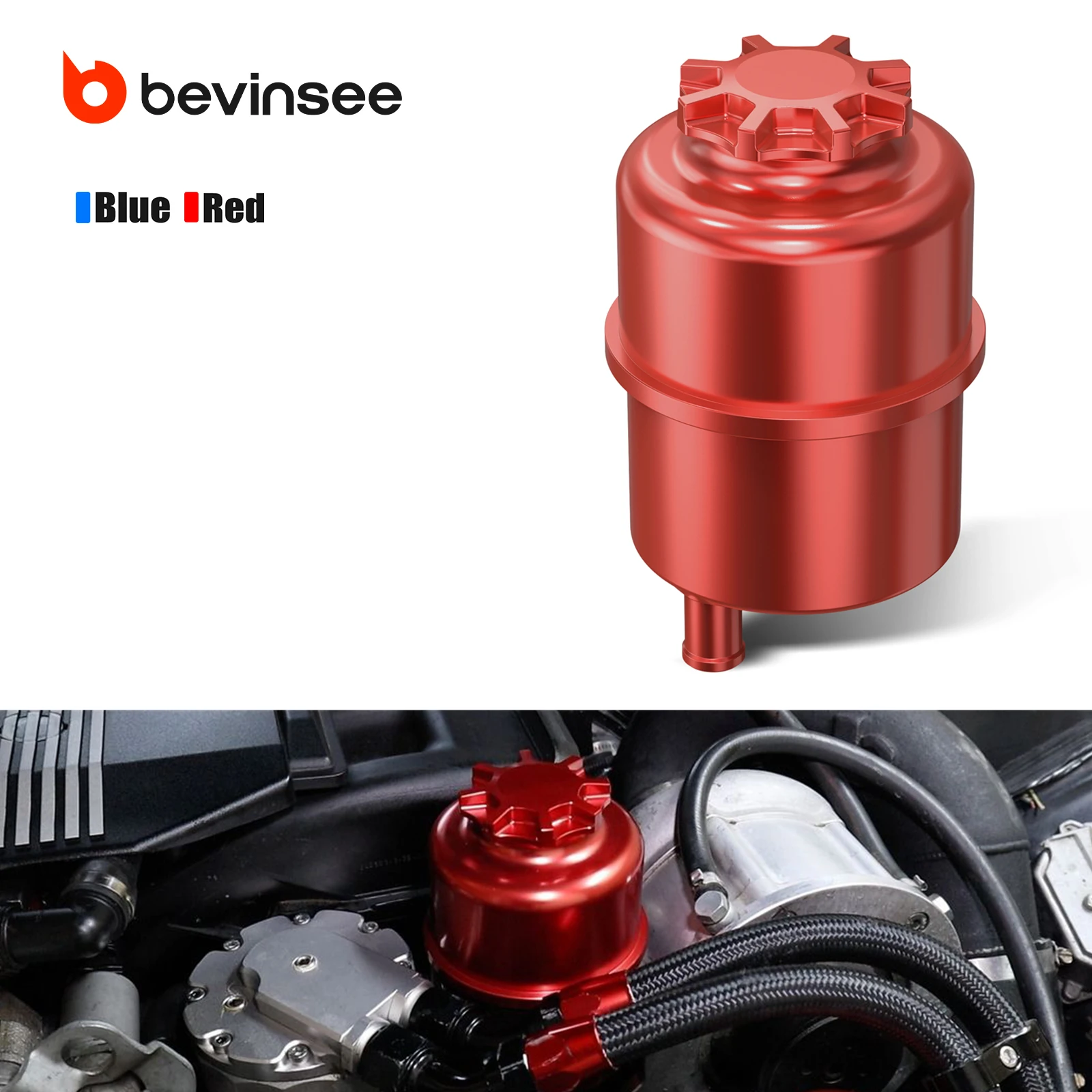

BEVINSEE Power Steering Reservoir Kit for BMW E46 E90 E39 E87 E36 E60 E91 E92 E93 E82 X1 E84 X3 E83 X5 E53, for MINI R50 R52 R53