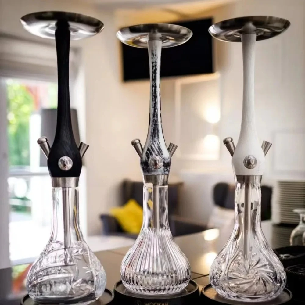 

Manufacturer wholesale Shisha set high quality stainless steel wood original smoked lounge bar hookah set