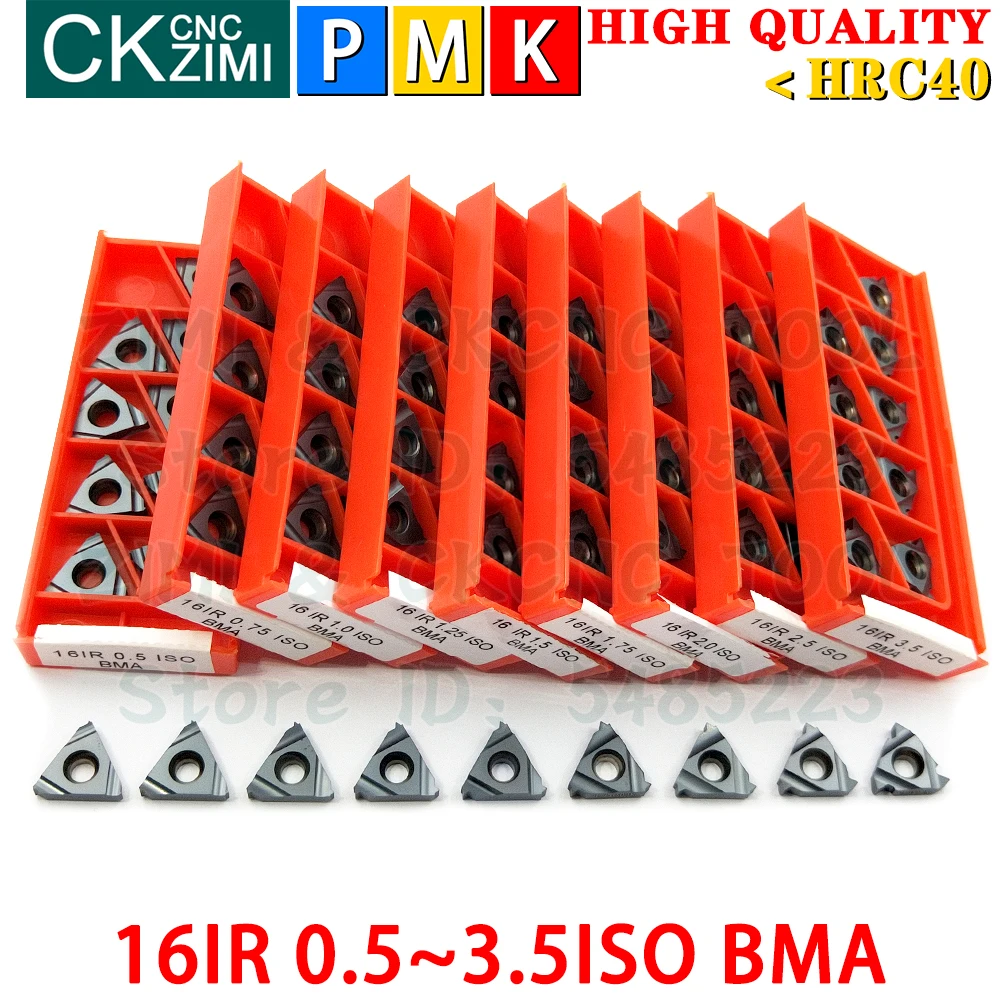 16IR 0.5 0.75 1.0 1.25 1.5 1.75 2.0 2.5 3.0 3.5 ISO BMA Carbide Inserts Thread Cutting External Turning Tools CNC Cutter Blade