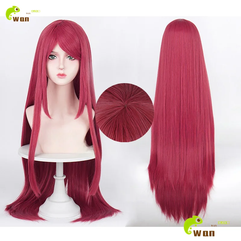 

Anime Cosplay Wig 80cm Straight Rose Red Cosplay Wigs Heat Resistant Synthetic Hair Anime Costumes Women Wigs + Free Wig Cap