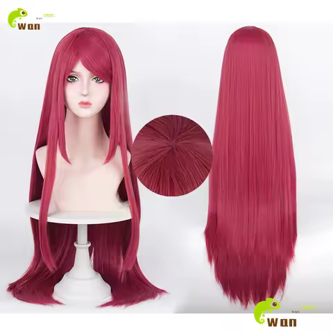 Anime Cosplay Wig 80cm Straight Rose Red Cosplay Wigs Heat Resistant Synthetic Hair Anime Costumes Women Wigs + Free Wig Cap