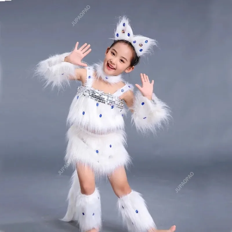 White Cosplay For Girls Sexy Girl Cosplay Costumes Fox Girl Cosplay Animal Dance Costumes For Children Halloween Cosplay