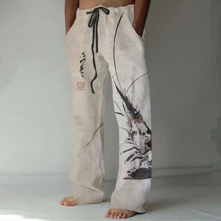 Men\'s casual pants, daily handsome personality pattern printed casual pants, large size fashion new straight pants 2024