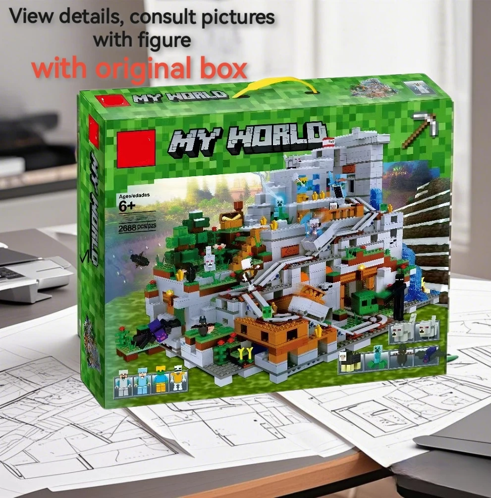 Mit Originalverpackung kompatibel 21137 My World The Mountain Cave Bausteine Ziegel Spielzeug