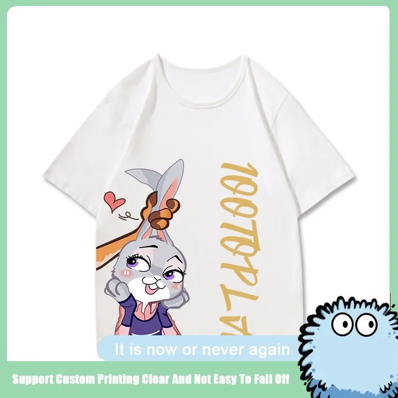 

Zootopia T-shirt Men Short-sleeved Judi Nick Around Different Couples Wear Loose Half-sleeved Clothes Fashion