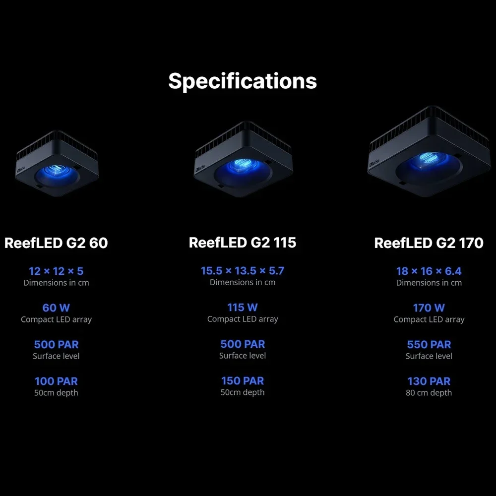 Red Sea ReefLED G2 60/115/170 Smart WiFi LED Aquarium Light REEF-SPEC Spectrum Saltwater Reef Coral Lamp for Coral Growth