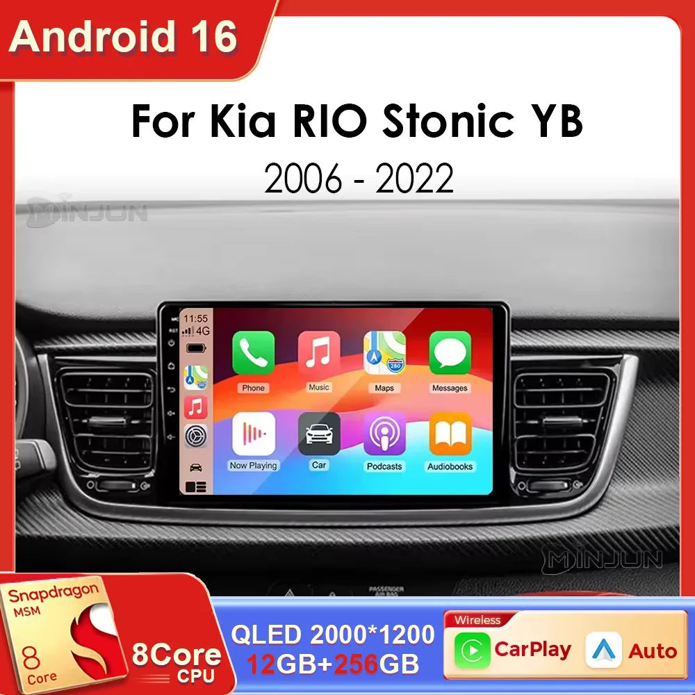 Reproductor Multimedia para Automóvil Android 16, Radio para Kia Rio Stonic YB 2016 2017 2018 2019 2020 2021- 2023, Carplay, Estéreo para Auto, 4G, DSP, RDS