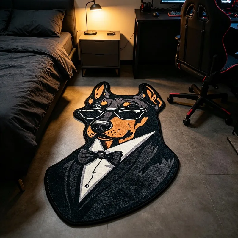 American Trendy Doberman Dog Shaped Rug Personalized Creative Home Decor Bedroom Living Room Carpet Soft Washable Floor Mat