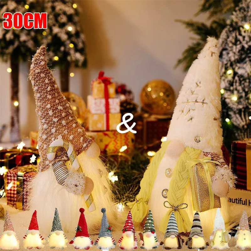 Glowing Gnome Christmas Faceless Doll Tree Decorations 2025 Night Light Xmas Gift Navidad 2026 New Year Home Decor Kid's Gifts