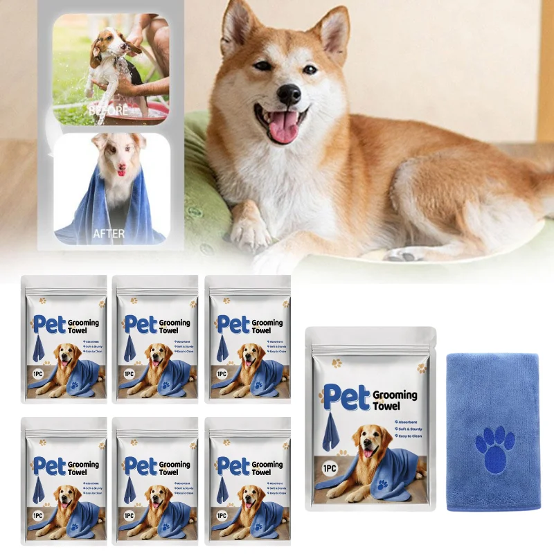 

﻿ Быстросохнущее микрофибровое полотенце для домашних животных, впитывающее полотенце для купания, с вышивкой, супермягкое, для кошек и собак, принадлежности для груминга