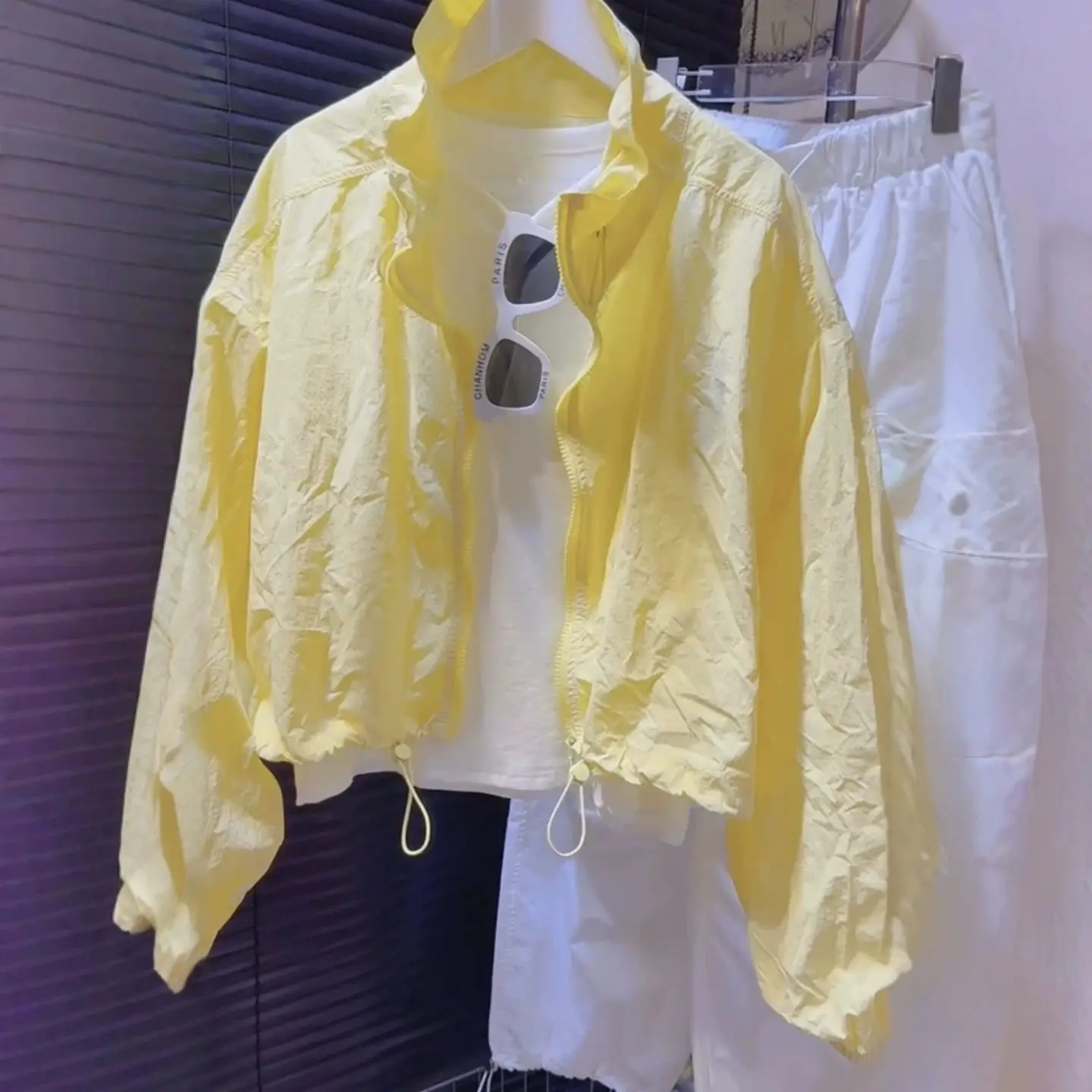 Fashionable Loose Floral Collar Sun Protection Clothing Women's Candy Color Summer New Style Short Coat Casual Commute Style