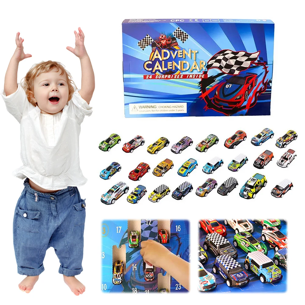 Calendário do advento 2025 brinquedos de carro calendário de contagem regressiva de natal veículos brinquedos calendário do advento de natal presente para crianças meninos