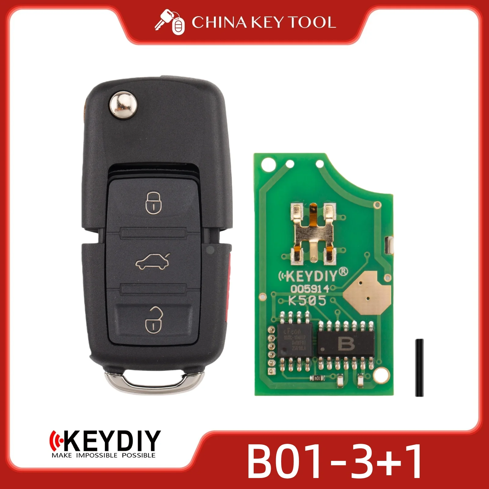

KEYDIY KD B01-3 + 1 Универсальный флип-ключ с дистанционным управлением 3 + 1 кнопки, совместимые с типом Volkswagen