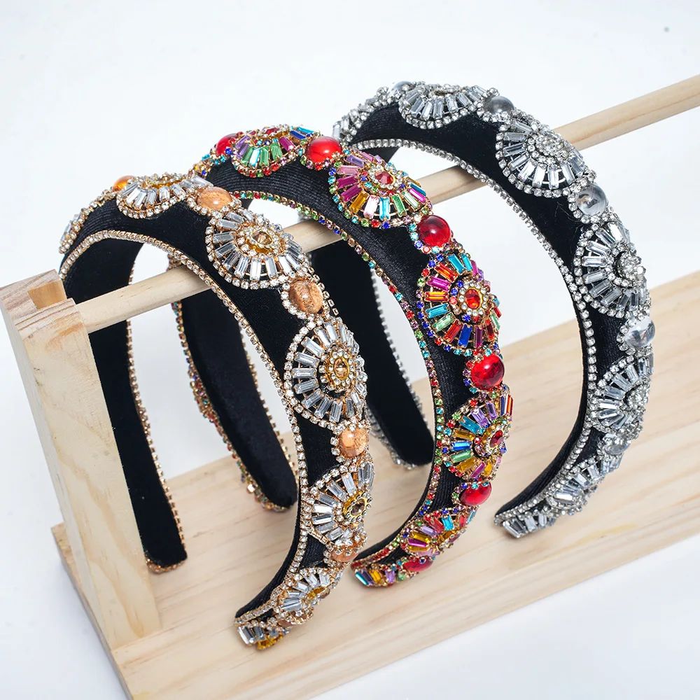 

European and American Fashion Baroque Sponge Inlaid Diamond Headband Hair Accessory
