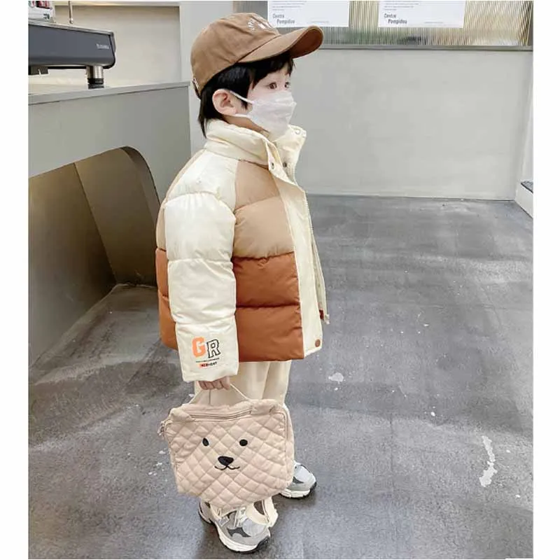 Winter Coat Boys Down Cotton Clothes Girls Thickened Jacket Children\'s Warm Anti-cold Outerwear New Standing Collar Tops 3-8Y