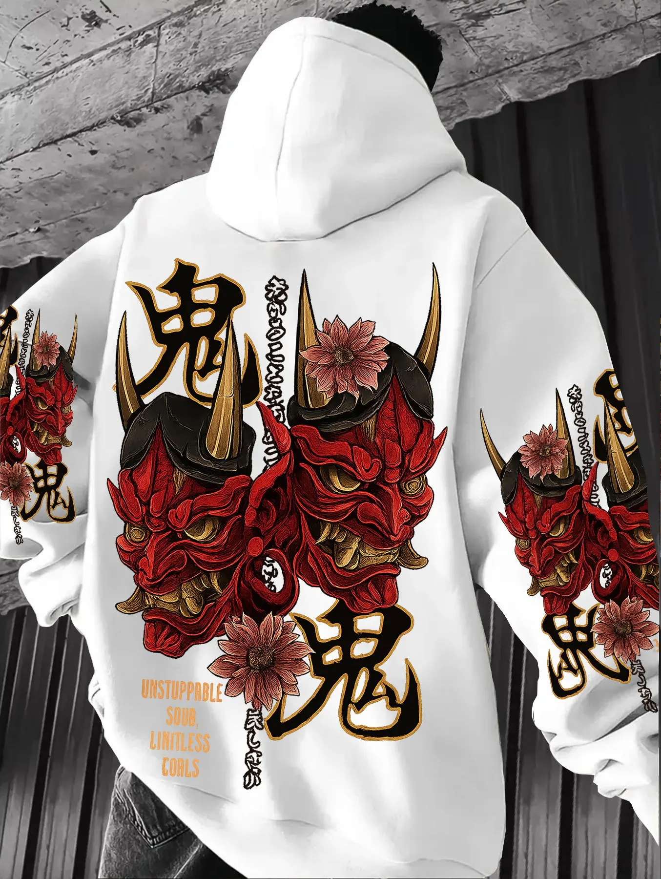 Hot selling new American men's autumn horror ghost mask letter print soft and comfortable hooded sweatshirt outdoor street top