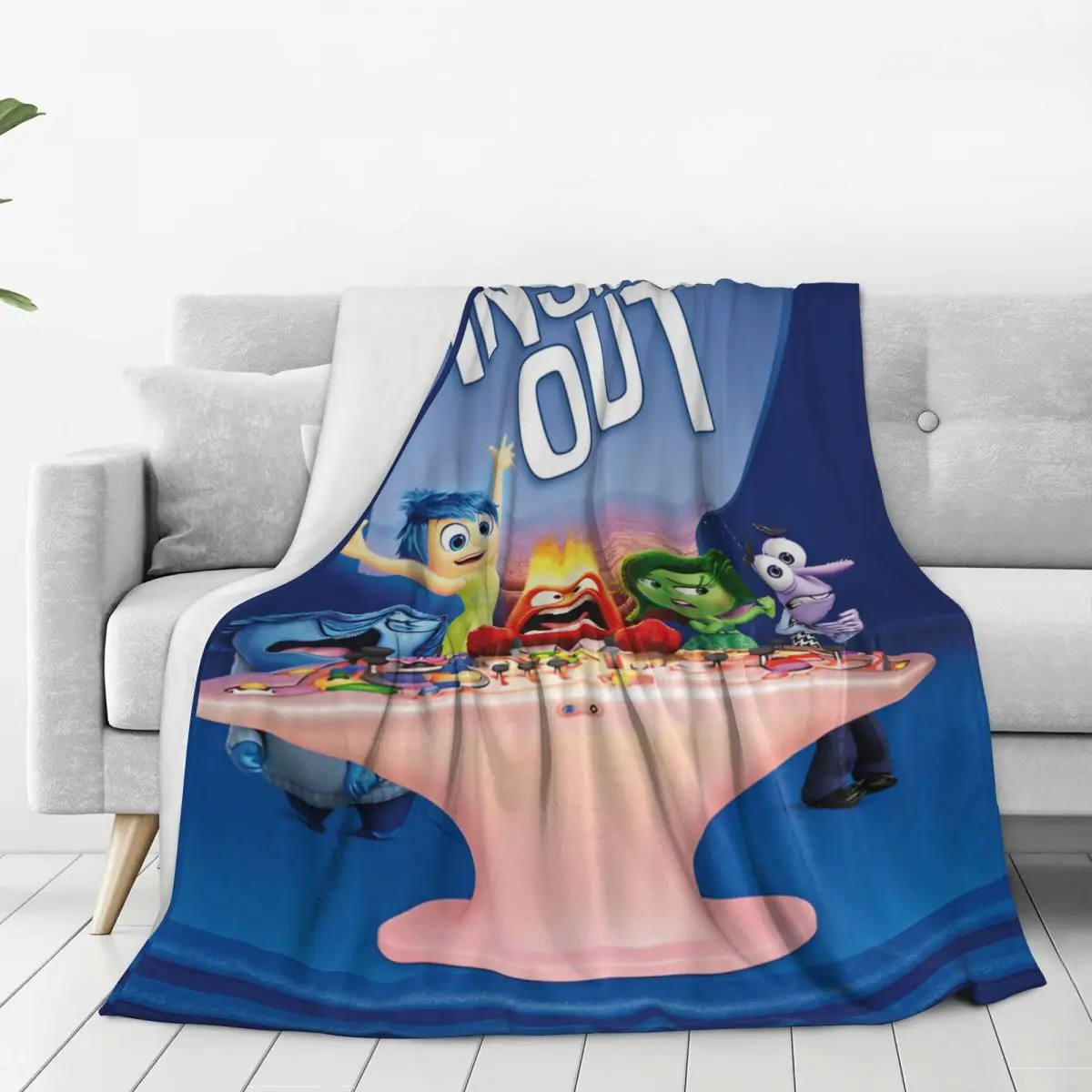 Soft Blanket Picnic Inside Out Character Meet Sadness Throw Blanket Flannel Bedspread For Couch Bed Novelty Sofa Bed Cover