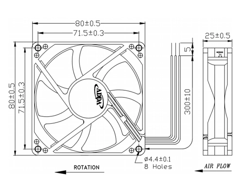 Ventilador de refrigeración Industrial de aire alto AD08012HB257004 8025, 12V, 0.18A80X80X25MM