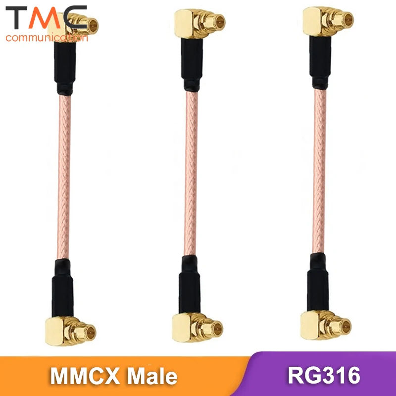 RF Coaxial RG316 Cable MMCX Male Right Angle to MMCX Male 90 Degree Adapter Extension Cable for Radio Antenna RC Part