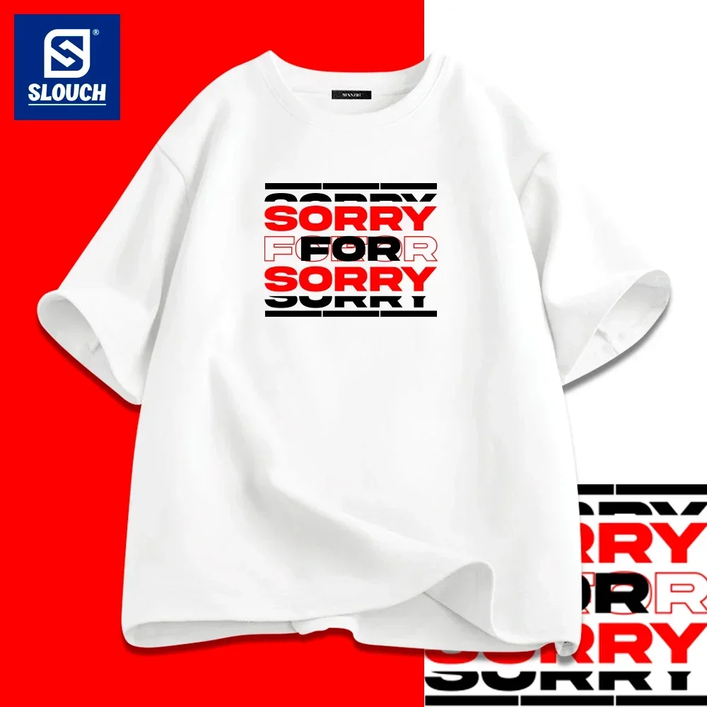 

Sorry for Sorry Letter Printed T Shirt Loose Mens Clothing Summer Tops Street New in Tops & Tee Fashion Short Sleeve Tee Shirt