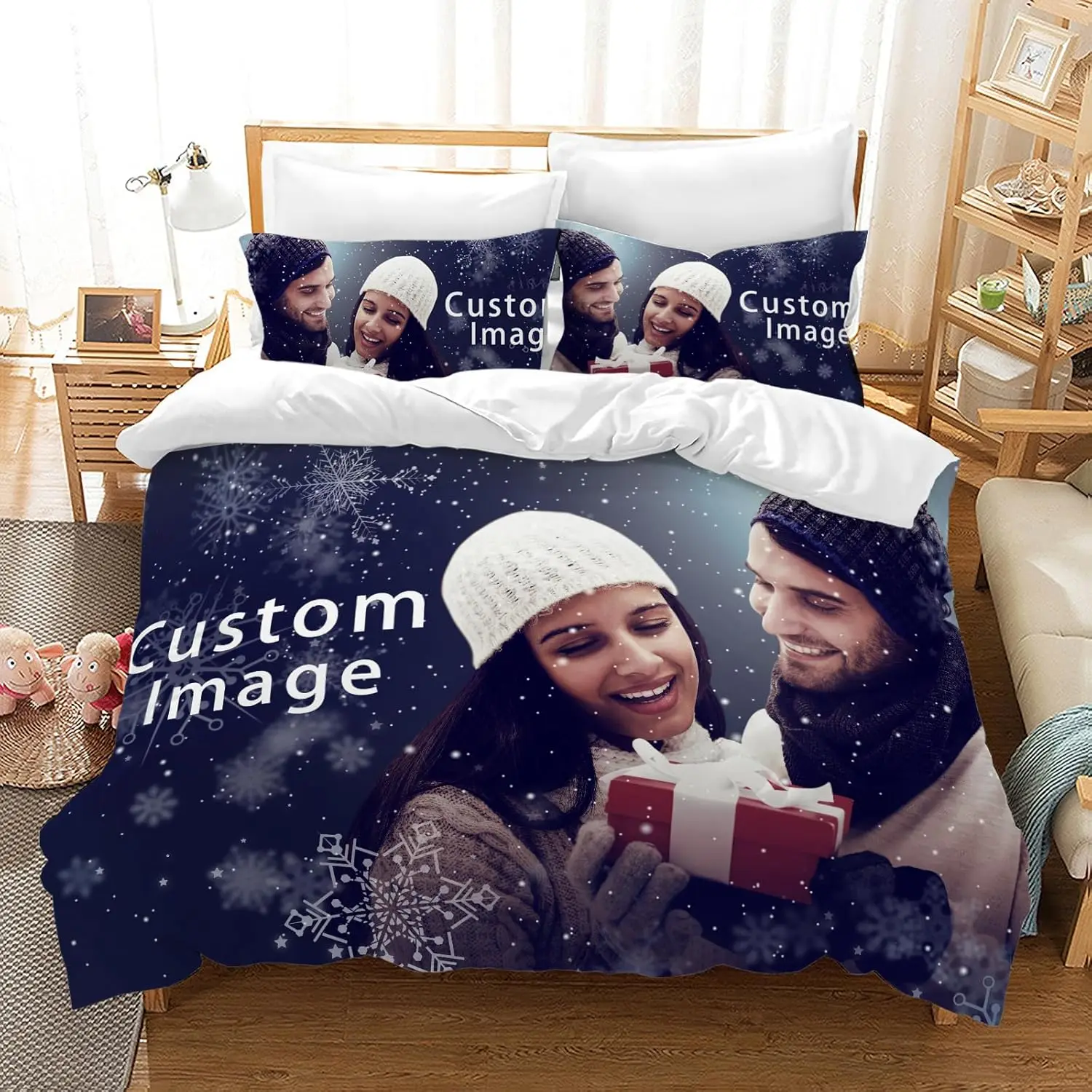 Custom Duvet Cover Customized Bedding Set with Image Text Suitable for Birthday,Christmas,Valentine\'s Day,Special Festival Gift