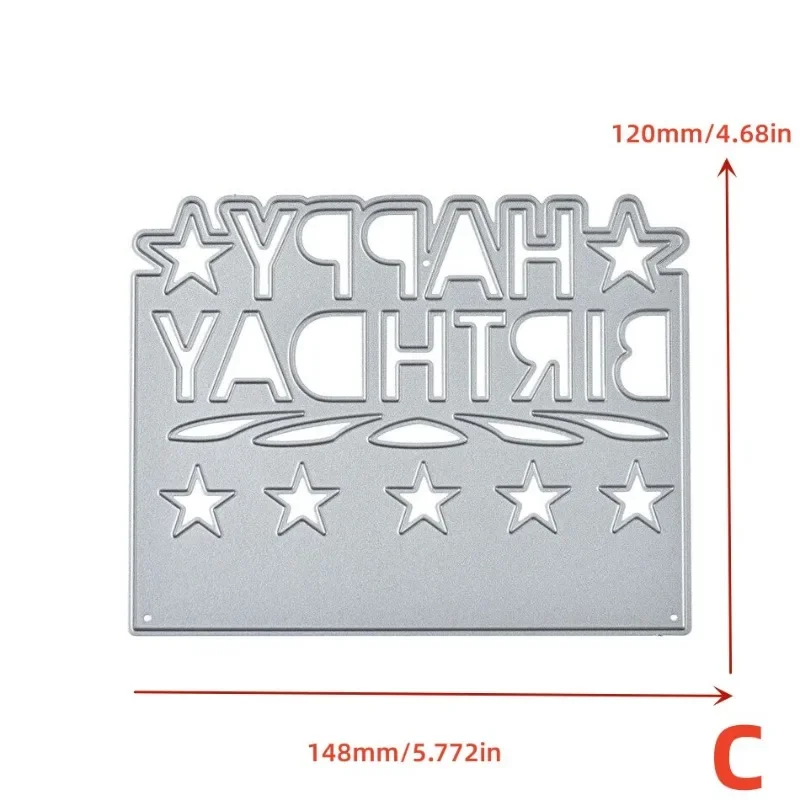 Cut Die Design Happy Birthday Greeting Card Metal Cutting Die Stencil DIY