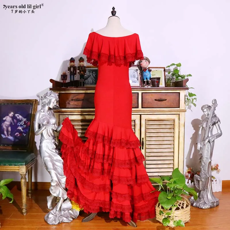 Robe de danse espagnole Flamenco danse moderne italienne jupe pivotante en mousseline de soie épaissie multicouche GI05