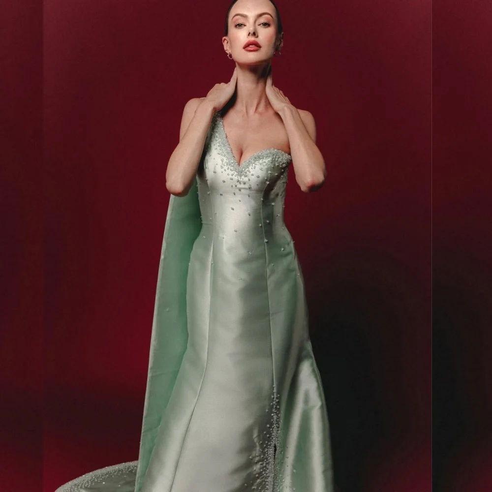 

Customized Charming Beading Glitter One-shoulder Evening Dress Trumpet Long Dresses Bespoke Occasion Elegant Party Wedding