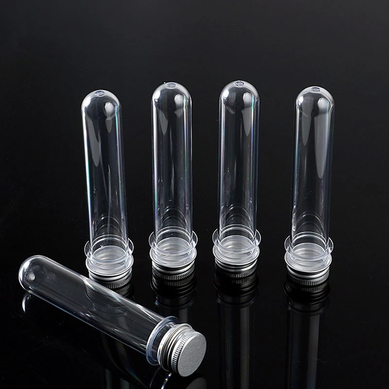 60Pcs Lab 40ml PET Test Tube Bottle Transparent Cylindrical Plastic Refillable Bottle For Mask Candy Data Line 25*140mm