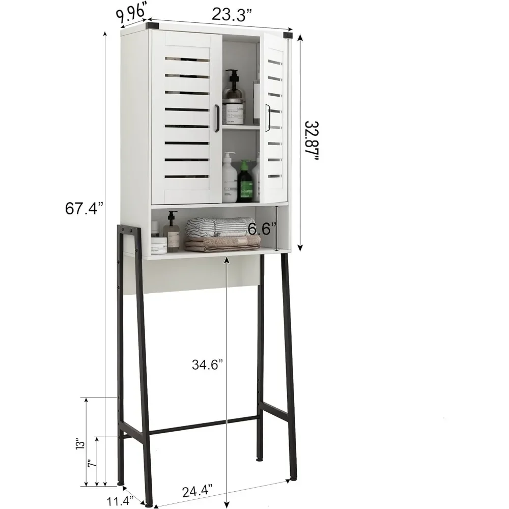 Over The Toilet Storage Cabinet Shelf for Bathroom Decorations and Accessories White Freestanding Space Saver Toilet Stands Home