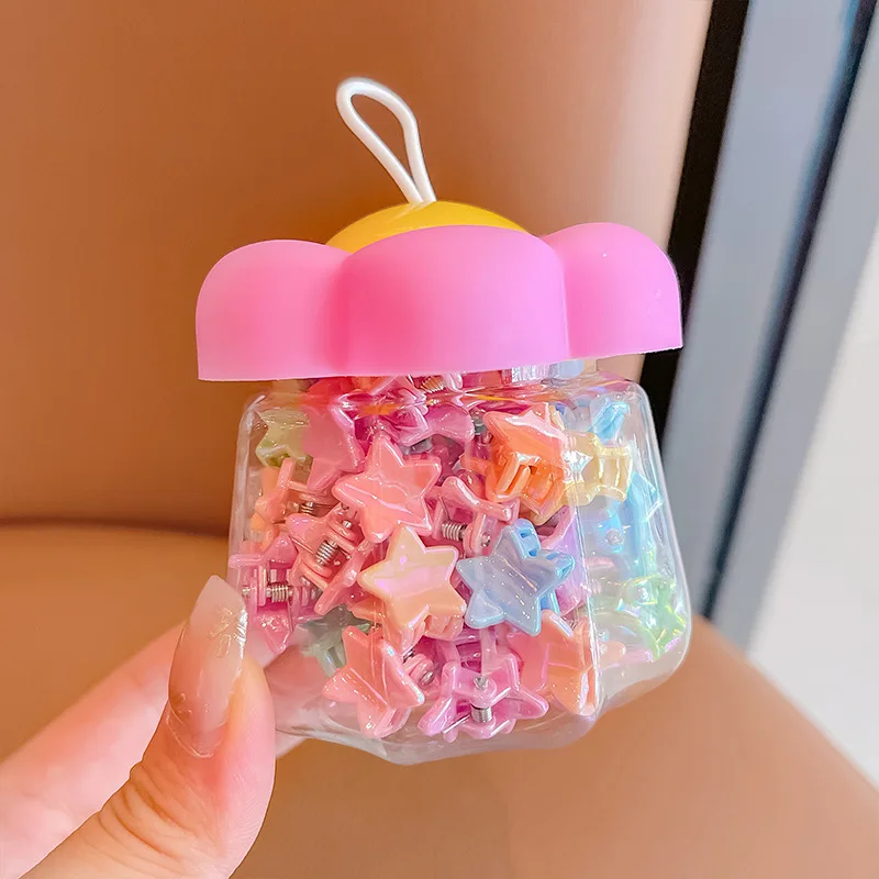 2026 New Korean Solid Flower Mini Hair Claws For Girls Kids Toddler Candy Color Star Butterfly Kids Hair Barrettes with Box Gift view 6