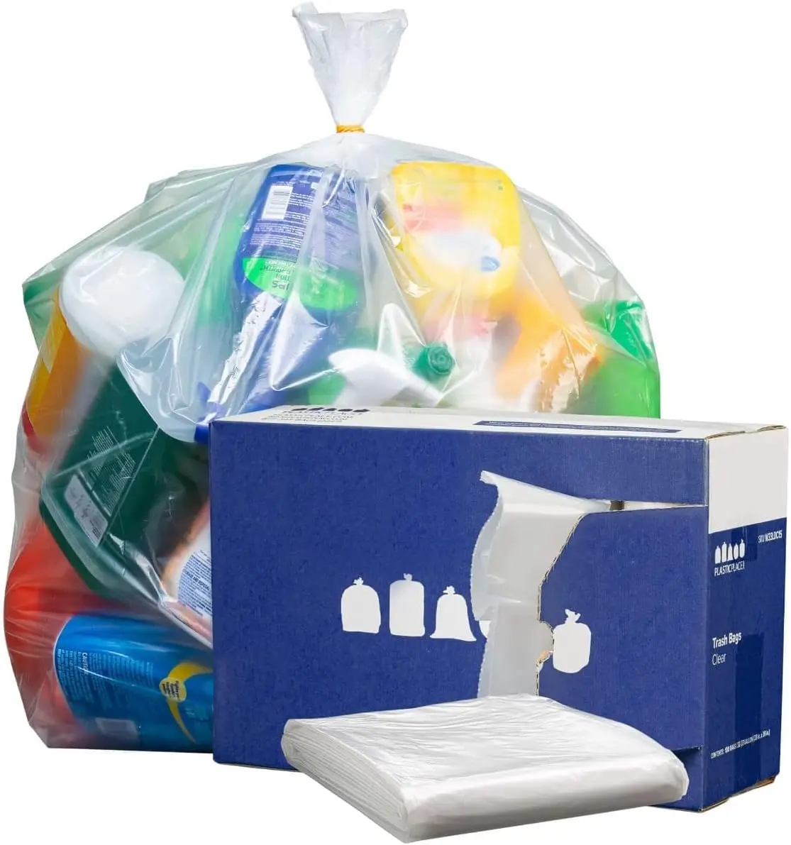 

33 Gallon Trash Bags │ 2.0 Mil │ Clear Heavy Duty Garbage Can Liners │ 33" x 39" (100 Case)