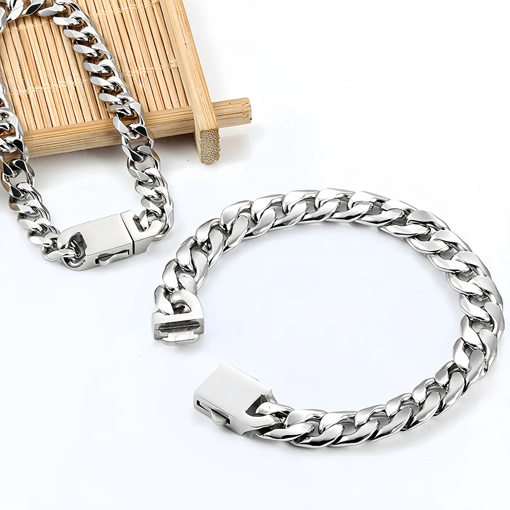 Edelstahl-Federverschluss Karabinerverschluss Kubanische Gliederkette für Hip-Hop-Ketten, Armbänder, Halsketten, Schmuckherstellungszubehör – Detail 8