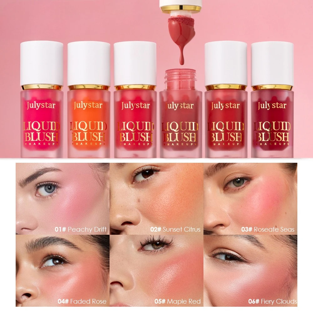 Fard liquido e tinta labbra Finitura opaca nuda Design portatile con pennello grande per il contorno naturale delle guance Trucco coreano come regali