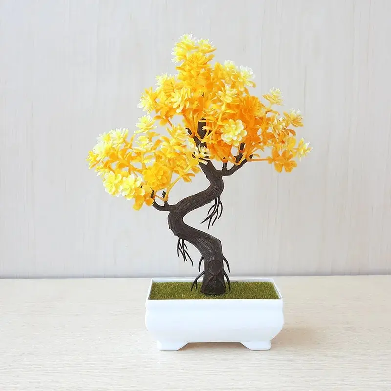 Artificial Plastic Plants Bonsai Small Tree Pot Potted Flower Garden Fake Plant Arrangement Ornaments Room Home Table Decoration