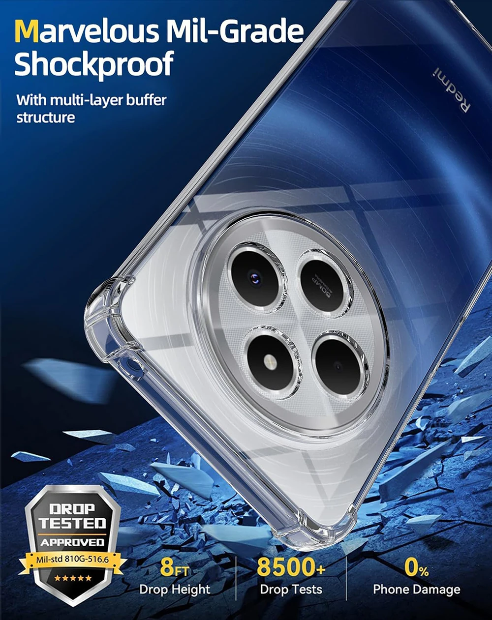 SHOCK MAT SHOCKPROOF SILICONE SOFT CASE FOR XIAOMI REDMI 14C 13 13C 12 12C 11A 10 10A 10C 9 9A 9C 9T CLEAR ULTRA THIN COVER