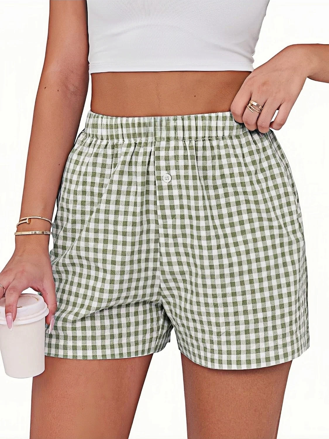 

Women's 2025 New Summer Shorts Casual Comfortable High-Waist Loose Wide-Leg Retro Plaid