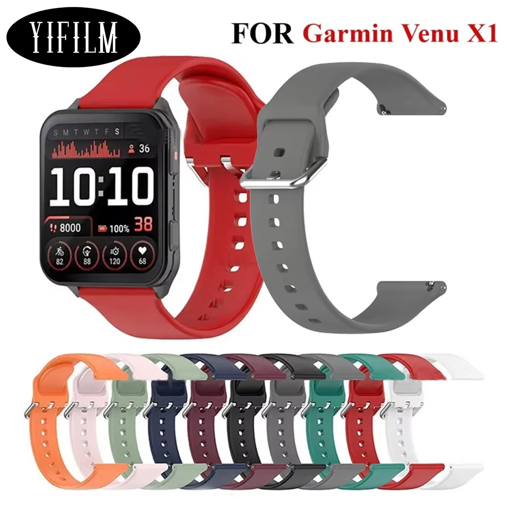 Für Garmin Venu X1 24mm Einfaches Silikon-Uhrenarmband Smartwatch Schnellverschluss-Armband Unisex Klassisches Langlebiges Uhrenband