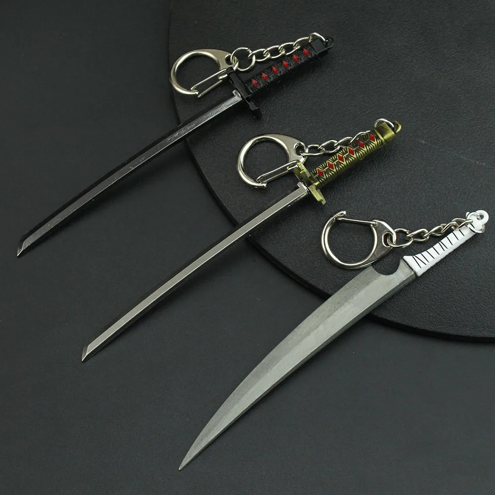 Anime Bleach Weapon Keychain Zangetsu Zanpakutou Sword Key Chain Hitsugaya Toushirou Katana Keychains Accessories llaveros