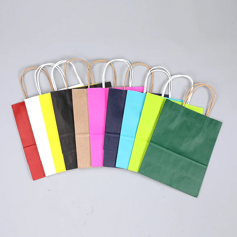 Kraft Paper Gift Bag, Colored Hand-Held Paper Bag, Multifunction Recyclable, Wedding Party Decoration, 10 Pcs, 25Pcs