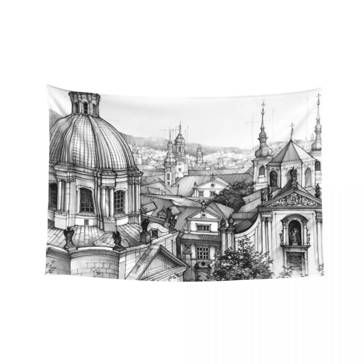 

Prague over the rooftops Tapestry Wall Hanging Decor Cute Decor Home Supplies Tapestry