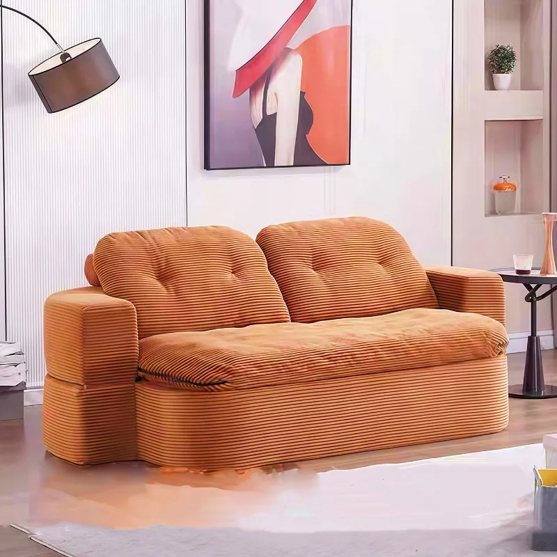 أريكة مضغوطة إيطالية كبيرة الحجم باللون البرتقالي صالات حديثة أرائك غرفة المعيشة بمقعدين أثاث منزلي رخيص من Woonkamerbanken #3